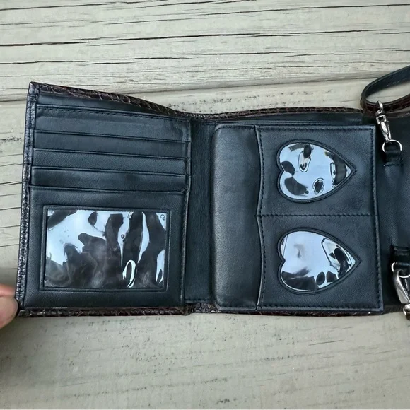 Brighton Black and Brown Leather Crossbody Wallet - Picture 9 of 15